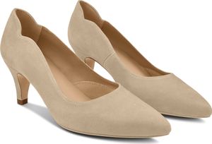 LaShoe - Pumps mit geschwungenem Ausschnitt Velours Beige