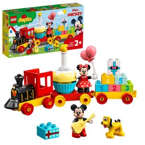 LEGO 10941 DUPLO Disney Mickys und Minnies Geburtstagszug, Spielzeugzug mit Kuchen und Ballons, Geschenk für Kleinkinder ab 2 Jahren