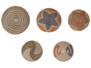 BELIANI Nástenná dekorácia prírodná z morskej trávy sada 5 kusov dekoratívne závesné taniere na stenu africký štýl