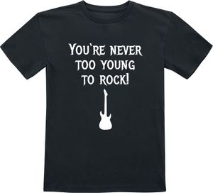Sprüche T-Shirt Uni Kids - You're Never Too Young To Rock! schwarz 116
