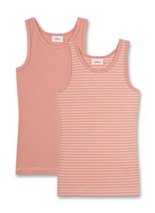 s.Oliver Mädchen Unterhemd 2er Pack - Shirt ohne Arme, Hemd, Feinripp, Cotton Stretch Orange 128