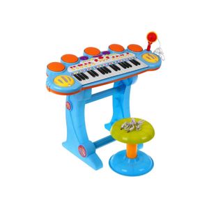 Kinder-Keyboard-Musik-Set Snare Drum Mikrofon Lichter 3 Oktaven Blau