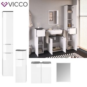 Vicco Badmöbel 4-er Set Otis Weiß Anthrazit Holzwerkstoff