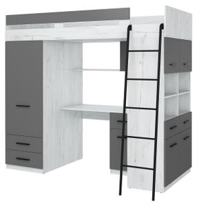 Hochbett LEVEL R Etagenbett Schlafzimmer-Sets Schreibtisch Kleiderschrank Regal Craft Weiß Graphit