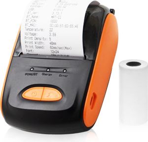 Bondrucker 58mm Bluetooth Thermodrucker Rechnungskartendruck Belegdrucker mit Thermopapierrollen, Android iOS Windows, Restaurant, Supermarkt