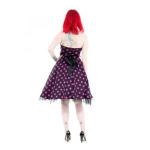 Hearts & Roses London - 0211-Black Purple Dot Long Dress Sommerkleid Kleid Spitzenkleid  Retro Rockabilly 60er Größe XXL (UK18)