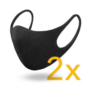 2er Pack Knitido® Comfy Mask, Größe:M, Farbe:schwarz + hellgrau (MIX1)