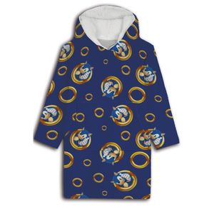 Sonic the Hedgehog Herren Kuschelponcho Kuscheldecke mit Ärmeln Kapuze Tasche