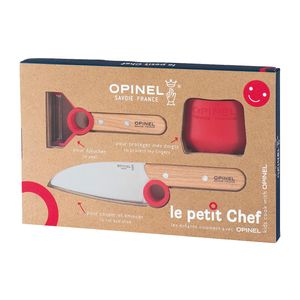 Opinel 254304 Le Petit Chef Kinder Kochmesser-Set, rot/natur/silber, 3-teilig (1 Set)