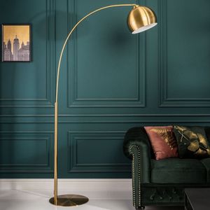 cagü: Design Bogenlampe LUXX Gold mit Goldfuß 205cm Höhe Designklassiker