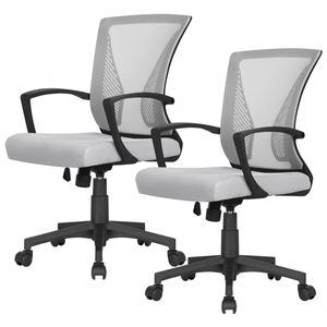 Yaheetech 2x  Bürostuhl Schreibtischstuhl ergonomischer Drehstuhl Chefsessel höhenverstellbar Sportsitz Mesh Netz Stuhl  Grau