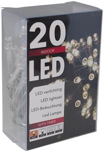 LED - Lichterkette 20 Lämpchen mit Timer warmweiß - Batteriebetrieb