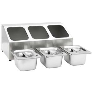 vidaXL Stojak Gastronorm z 3 pojemnikami GN 1/6 ze stali nierdzewnej