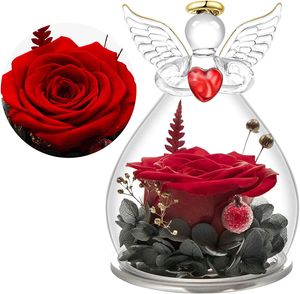 Engel Ewige Rose Geschenke für Mama Oma, Forever Rose im Glas Engel-Figur, Geburtstag Valentinstag Frauen Mama Oma Freundin Engel