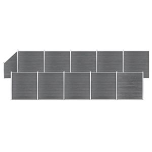 Prolenta Premium  WPC Zaun-Set 10 Quadrate + 1 Schräge 1830x186 cm Grau