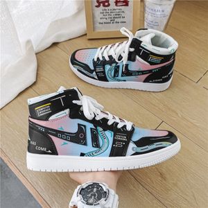 Herren Cool Gradient Sneakers Paare All-Match Turnschuhe Student High-Top Sportschuhe Schwarz Gr.44