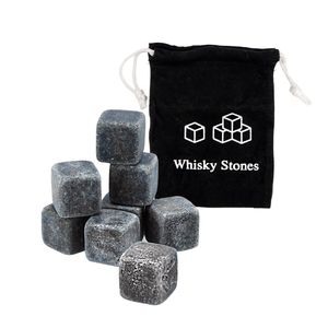 Intirilife granitowe kostki do whisky w kolorze STONE GREY - 9 sztuk granitowych kostek lodu wielokrotnego użytku z torbą do przechowywania, idealne do whisky - kostki chłodzące kostki chłodzące kostki whisky