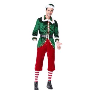 Herren Weihnachtself Kostüm Erwachsene Elfen Kostüme für Xmas Karneval Cosplay, 80% Polyethylen, L