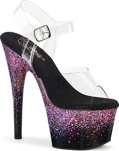ADORE-708SS Damen Sandale von Pleaser, Transparent Lila , EU 41, US 11