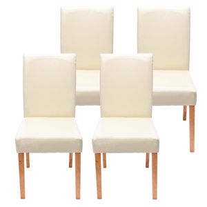 sada 4 jídelních židlí Kuchyňská židle Littau  imitace kůže, krémové světlé nohy