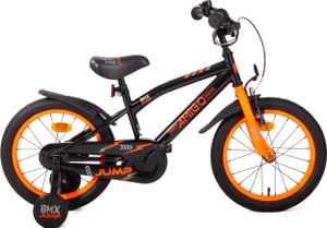 AMIGO Kinderfahrräder Jungen BMX Jump 16 Zoll 25,5 cm Jungen Rücktrittbremse Schwarz/Neon Orange