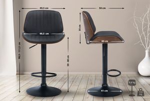 CLP Barhocker Nova Kunstleder drehbar mit Höhenverstellung,walnuss/schwarz CLP Barhocker Nova Kunstleder drehbar mit Höhenverstellung,walnuss/schwarz