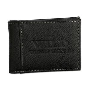 Wild Things Only RFID Blocker echtes Leder Geldbörse Brieftasche schwarz 9.5x1.5x6.5cm inkl. Feeanhänger D2OPJ800S