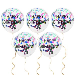 Oblique Unique Konfetti Luftballon Set Happy Birthday für Kinder Geburtstag Party 5 Deko Ballons Geburtstagsdeko bunt