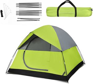 GOPLUS Campingzelt für 4 Personen Outdoor, Camping Kuppelzelt mit Guter Atmungsaktivität & Regendichtigkeit, Wurfzelt mit Tragetasche & Bodennägeln & Seilen