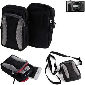 K-S-Trade Fototasche kompatibel mit Canon PowerShot SX720 HS Gürtel-Tasche Holster Umhänge Tasche Kameratasche, schwarz-grau Brust-Beutel