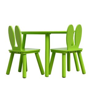 Rebecca Mobili Set mit Kindertisch und 2 Stühlen aus grünem MDF