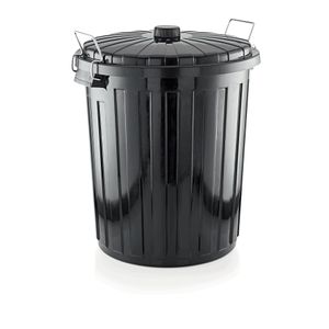 Abfallbehälter / Mülltonne, Kunststoff, mit Deckel, 55 oder 73 Liter wählbar, schwarz : Abfallbehälter mit Deckel, 55 ltr., Polypropylen Variante: Abfallbehälter mit Deckel, 55 ltr.