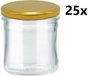 Zavařovací sklenice 165 ml LAURA STURZ / ROVNÁ čirá 25 ks VČETNĚ ZLATÝCH VÍČEK, Počet kusů v balení: 25