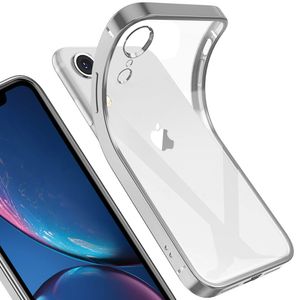 iPhone XR Hülle, LaimTop Leicht Transparent Klar Gel TPU Silikon Quadratisch Überzug Rahmen Schutzhülle für iPhone XR Silber