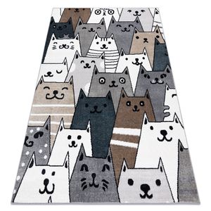 Teppich FUN Gatti für Kinder, Katzen Tiere farbig multi Grau 120x170 cm