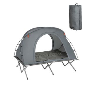 SoBuy OGS60-L-HG Feldbett mit Zelt Feldbett 4in1-Zelt mit Campingliege Schlafsack Wurfzelt Matratze und Zubehör Zelt 2 Personen 2 Mann Zelt