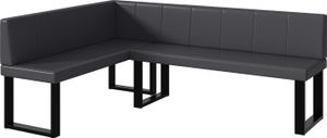 MEBLINI Eckbank für Esszimmer - Küchenbank - Essecke - Sitzecke Küche - PETER - U-Beine 142x196x87cm Links - Grau Kunstleder