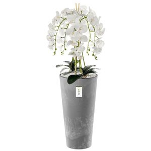 Künstliche Orchidee Kaskaden Blumenstrauß Weiß im Topf Beton H 110 cm Heimbüro Dekoration, Kunstpflanze Orchidee, Kunstblume, Künstliche Orchidee im Topf