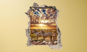 Wandbild Zebra Sticker 3D wild Life Foto Tapete Wandtattoo ca. 125x100 cm #1508