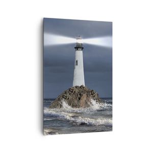 Bild auf Leinwand - Leinwandbild - Einteilig - Leuchtturm Meer - 80x120cm - Wand Bild - Wanddeko - Wandbilder - Leinwanddruck - Kunstdruck - Wanddekoration - Leinwand bilder - Wandbild - PA80x120-3550