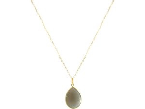 Gemshine - Damen - Halskette - 925 Silber - Vergoldet - Mondstein - Grau - CANDY - Tropfen - 60 cm