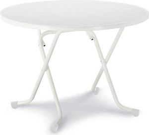 BEST Zahradní stůl nůžkový skládací kulatý 80 cm bílý bílý