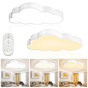 LZQ 48W LED Deckenleuchte Kreative Wolken mit Fernbedienung - Deckenlampe Ultra-dünne 5,3cm für Schlafzimmer Küche Büro Kinderzimmer, Dimmbar