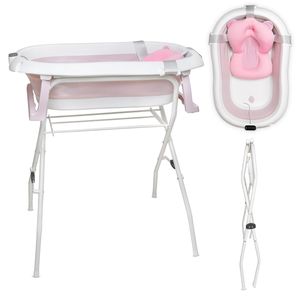 moovkee. Babybadewanne mit Gestell 80cm - Baby Badewanne Faltbar mit Thermometer und Badekissen - Babywanne mit Ständer Sicher für Ihr Baby - Babybadewanne Neugeborene