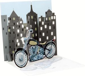 Pop Up 3D Karte Geburtstag Grußkarte Männer Motorrad 13x13cm