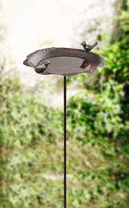 Vogeltränke Rostoptik, Maße Schale Ø ca. 26 cm, GH 110 cm