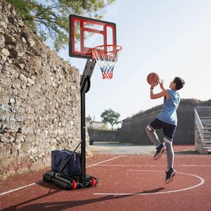 KOMFOTTEU basketbalový stojan 106-260 cm výškově nastavitelný, basketbalový koš se stojanem, basketbalový systém 10 úrovní nastavitelný pro děti a dospělé, basketbalový koš s kolečky