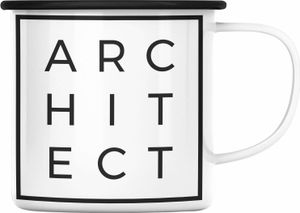 Trendation - Architekt Geschenke Emaille Tasse Lustig Emaille Emaille Tasse mit Spruch Architektur Architekten Geschenkidee Spruch Sprüche Lustige Emaille Tasse (Schwarz)