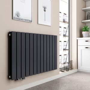 EMKE koupelnové otopné těleso, horizontální designové deskové otopné těleso 630x1000mm, antracitové ploché dvouvrstvé boční připojení, 1343W