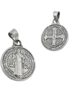 Anhänger 14mm religiöse Medaille Sankt Benedikt Silber 925 silber 14mm